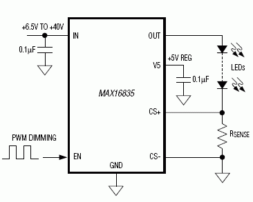max16835 LED driver reference circuit diagram