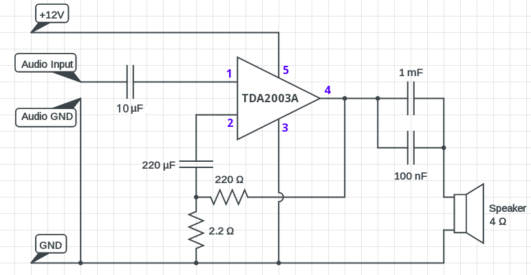 tda2003 amplifier circuit diagram