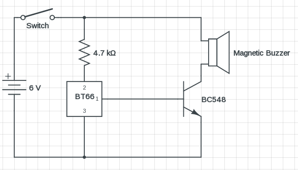 Simple magnetic buzzer circuit with UM66 IC - Circuits DIY