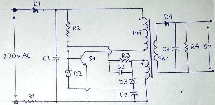 mobile charger circuit diagram 220V