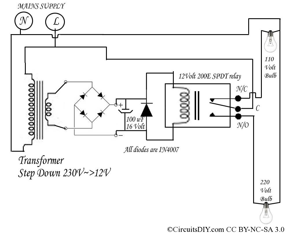 220 Volt To 110 Volt Auto Bulb Changer Circuit  U2013 Circuits Diy