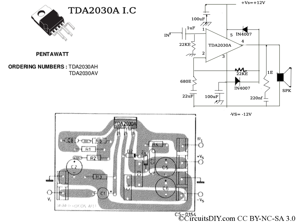 TDA2030A Amplifier Circuit used in home theaters - Circuits DIY